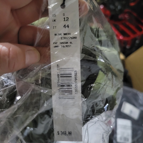 New tahari WASHED SATIN SHIRT DRESS green olive tuscan women's sz 8 - Picture 2 of 2